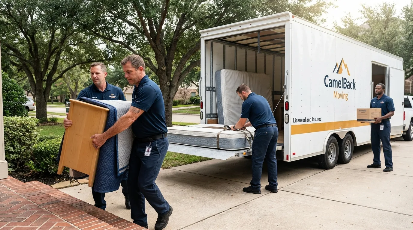 Crew loading residential truck for cross-state move from Lagrange, IN